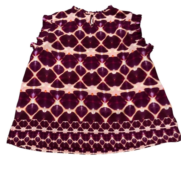 DR2 Women's Blouse Purple and Pink Pattern worn once XL semisheer sleeveless EUC - Picture 3 of 6